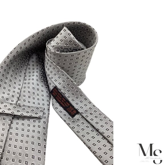 DOLCEPUNTA Gray Geometric Luxury Silk Tie Made In Italy W: 3.5" EX COND - Picture 4 of 6